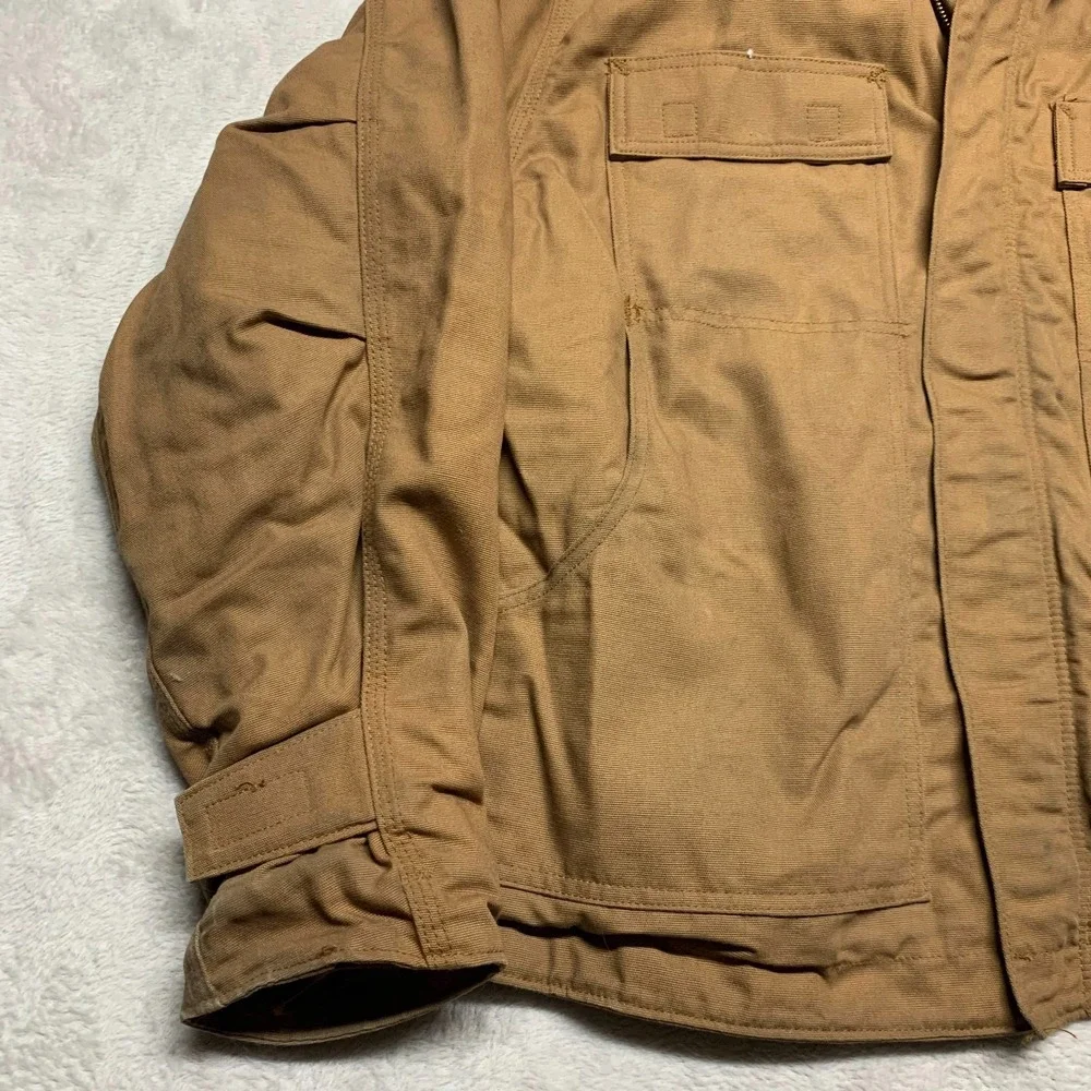 Carhartt FR Mens XL Flame Resistant Duck Chore Coat Quilt Lined Pockets Distress